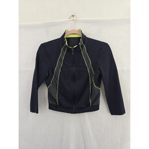 PH8 BEBE Cropped Black 3/4sleeve Zip Pockets Athletic Jacket. Ladies Small